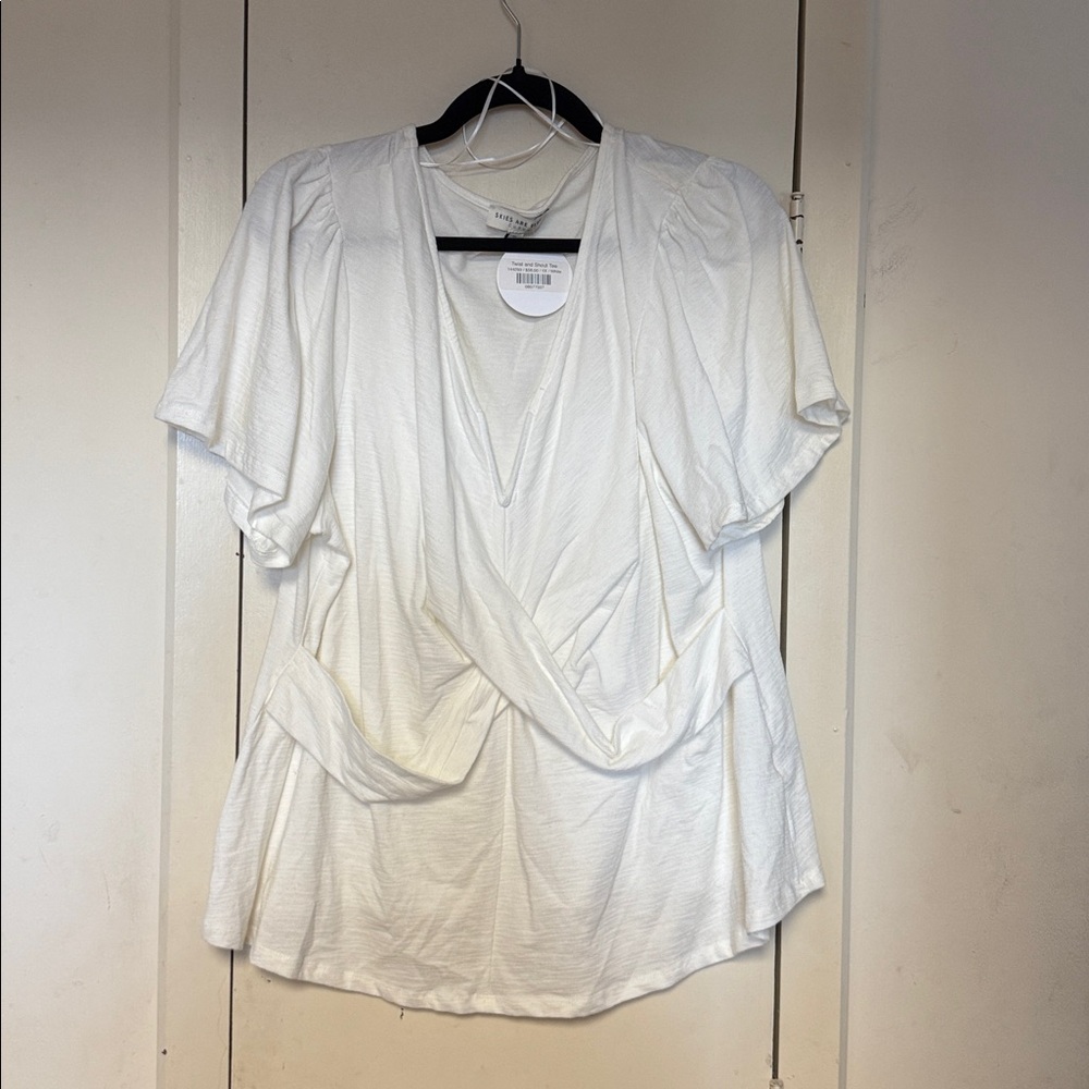 Skies Are Blue Ivory Draped Tee